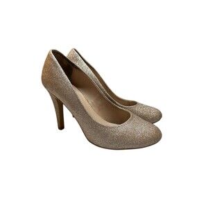 Kelly & Katie Womens Pump Heels Gold Glitter Round Toe Stiletto Slip On